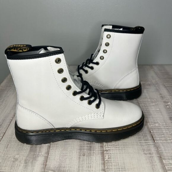 Dr. Martens Zavala Womens White Leather Combat Boots Size 7 US / 6 UK - Picture 7 of 12
